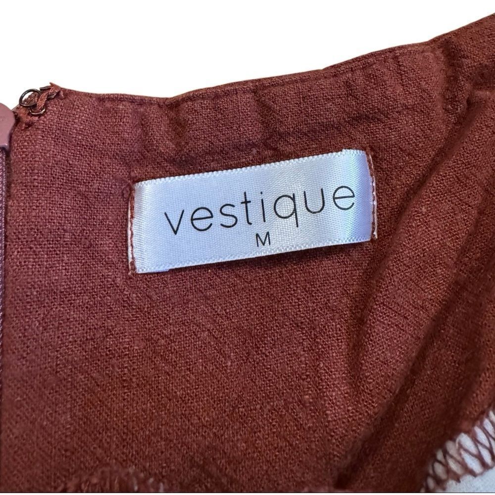 Vestique Women's Button Front Pleated High Rise Linen Shorts in Rust Size Medium - Picture 5 of 6